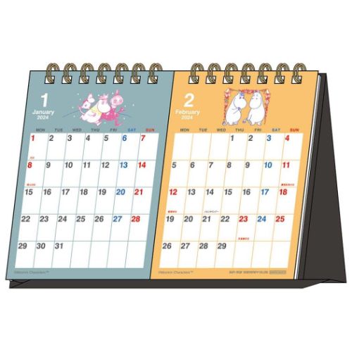 ムーミン キャラクター 2024Calendar 卓上カレンダー2024年 デスクカレンダー 2ヶ月表示 北欧