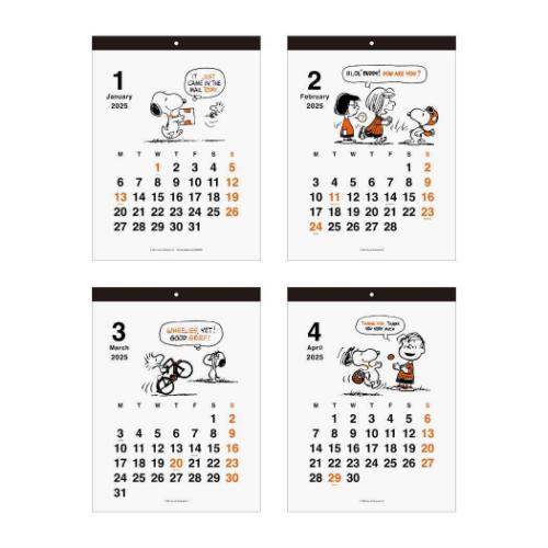 2025Calendar 壁掛けカレンダー2025年 ウォールカレンダー シンプルS ヴィンテージ スヌーピー ピーナッツ サンスター文具 キャラクター インテリア