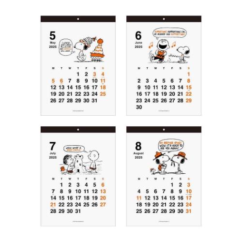 2025Calendar 壁掛けカレンダー2025年 ウォールカレンダー シンプルS ヴィンテージ スヌーピー ピーナッツ サンスター文具 キャラクター インテリア