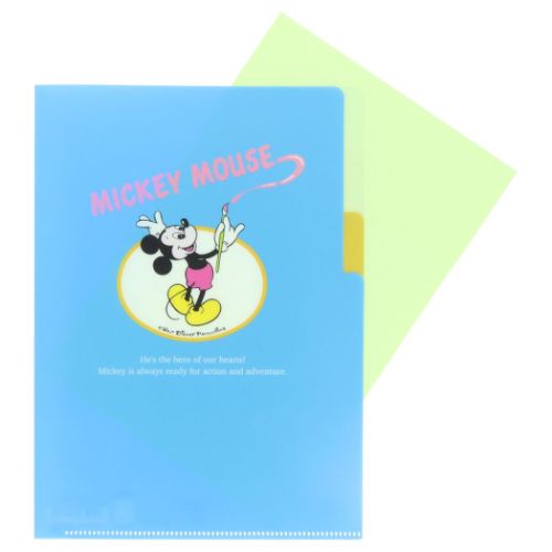 ミッキーマウス クリアファイルA5 3P ポケットファイル レトロアート