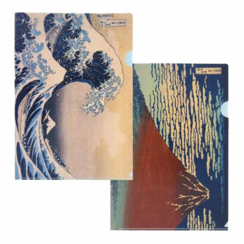 A4クリアファイル２枚セット クリアファイル 浮世絵風景 葛飾北斎 サンスター文具 和風 インバウンド 文具