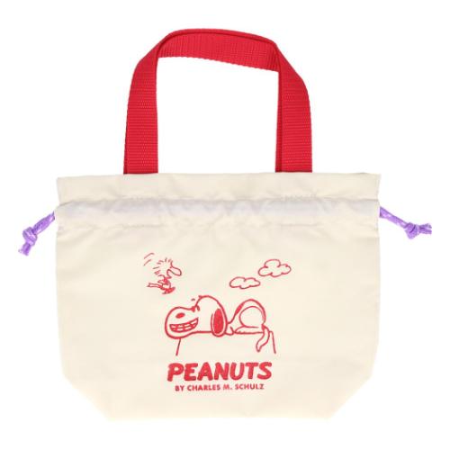 Yahoo! Yahoo!ショッピング(ヤフー ショッピング)スヌーピー 巾着袋 手提げ巾着 PEANUTS AMERICAN TASTE 10 アイボリー ピーナッツ サンスター文具