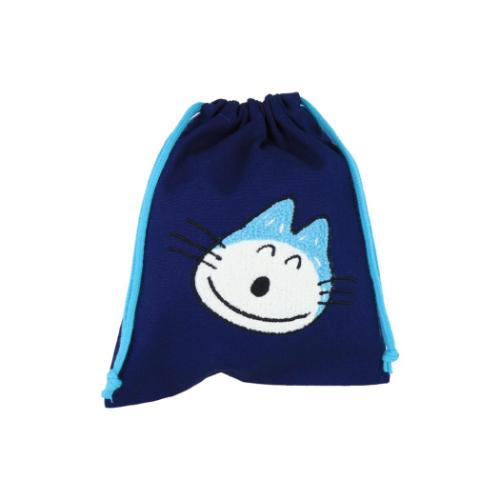 巾着袋 サガラ刺繍巾着 きんちゃくポーチ かお 11ぴきのねこ