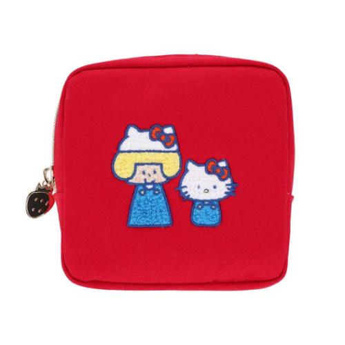 Yahoo! Yahoo!ショッピング(ヤフー ショッピング)mizutamaxサンリオキャラクターズ コスメポーチ スクエア刺繍ポーチ ハローキティ サガラ刺繍 サンスター文具