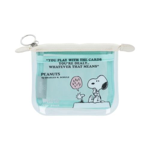スヌーピー グッズ ミニポーチ キャラクター クリアポーチミニ フラット mitte PNAT11 ライトブルー