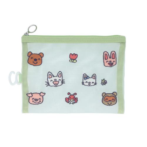 Yahoo! Yahoo!ショッピング(ヤフー ショッピング)ノンタン メッシュ刺繍ポーチ 平ポーチ おともだち 絵本キャラクター