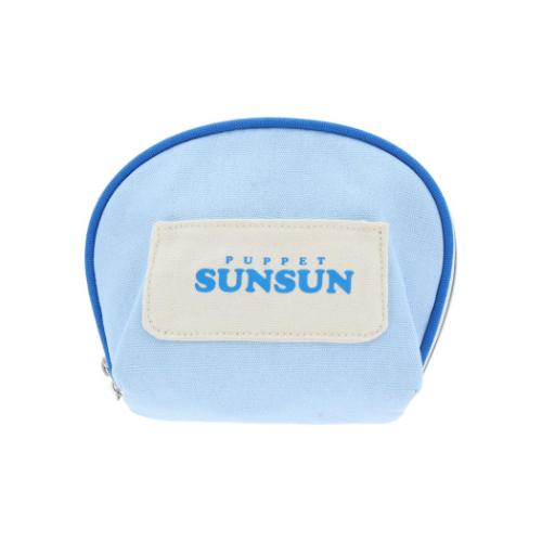 ミニポーチ パペットスンスン ぬいぐるみバッジ付きポーチ PUPPET SUNSUN ブルー 小物入れ