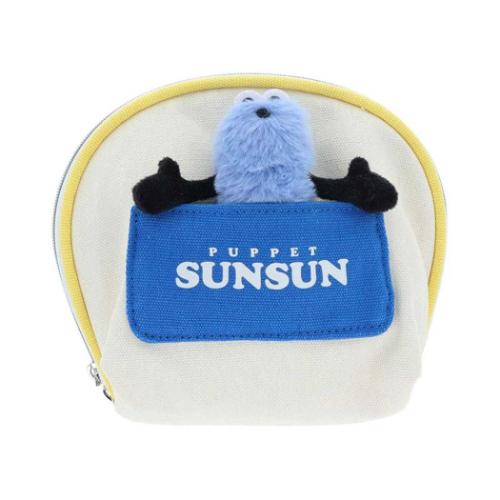 ミニポーチ パペットスンスン ぬいぐるみバッジ付きポーチ イエロー