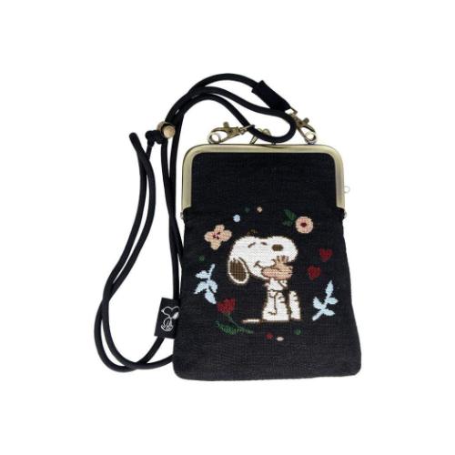 スヌーピー ゴブラン織 マルチショルダーポーチ がま口 ピーナッツ スマホポーチ キャラクター