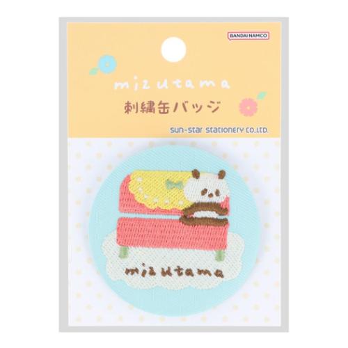 缶バッジ 刺繍缶バッジ mizutama LB ライトブルー サンスター文具