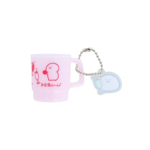 キーチェーン お文具といっしょ ミニマグカップキーホルダー ピンク