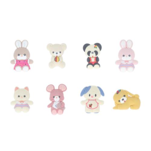 フロッキーピンバッジ 全8種 8個入セット ピンバッチ レトロぬいぐるみ