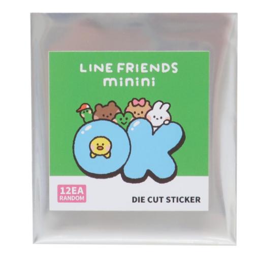 LINE FRIENDS minini グッズ ダイカットシール キャラクター ダイカットステッカー 全12種