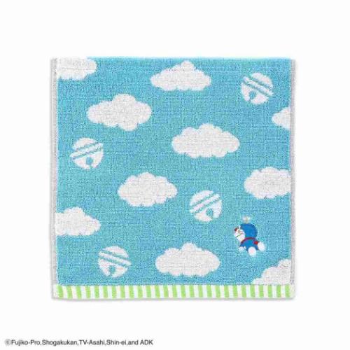 ドラえもん アニメキャラクター ミニタオル 無撚糸フルフィーコットンタオルハンカチ 雲 MiRAi ブルー 藤子F不二雄 グッズ