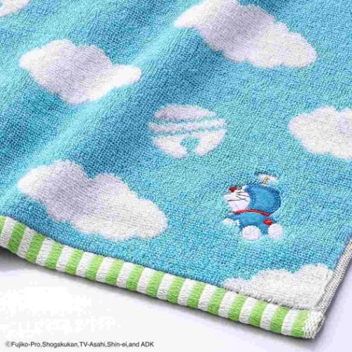 ドラえもん アニメキャラクター ミニタオル 無撚糸フルフィーコットンタオルハンカチ 雲 MiRAi ブルー 藤子F不二雄 グッズ