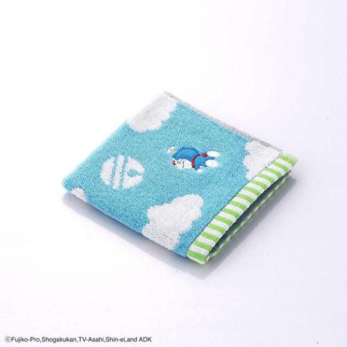 ドラえもん アニメキャラクター ミニタオル 無撚糸フルフィーコットンタオルハンカチ 雲 MiRAi ブルー 藤子F不二雄 グッズ