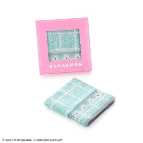 ドラえもん グッズ ミニタオル アニメキャラクター フルフィーコットン タオルハンカチ チェック MiRAi ブルー 藤子F不二雄