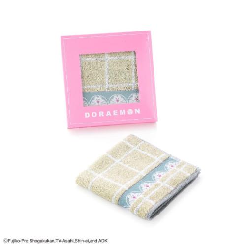 ドラえもん フルフィーコットン タオルハンカチ 藤子F不二雄 ミニタオル アニメキャラクター チェック MiRAi ベージュ