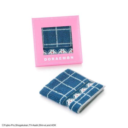 ドラえもん ミニタオル フルフィーコットン タオルハンカチ チェック MiRAi ネイビー 藤子F不二雄 タオル美術館