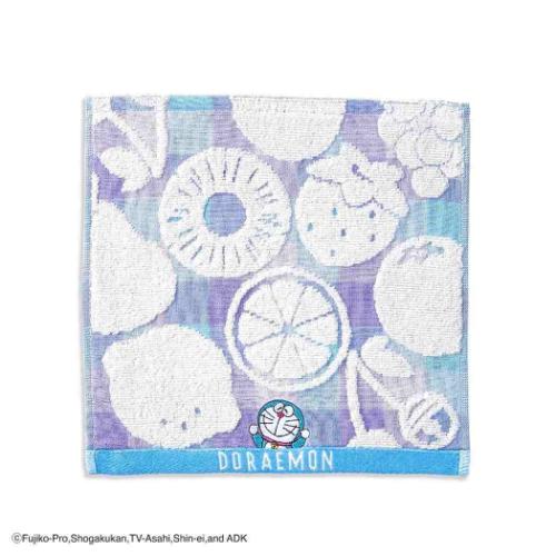 ドラえもん ミニタオル 無撚糸ガーゼパイルタオルハンカチ フルーツ MiRAi ブルー 藤子F不二雄 タオル美術館