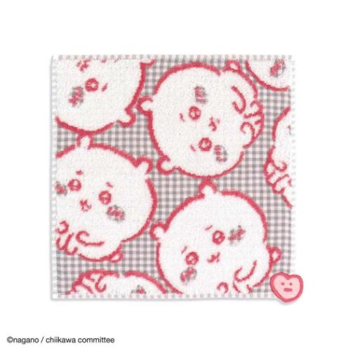 ちいかわ キャラクター ミニタオル 無撚糸ガーゼパイルフルフィーコットンタオルハンカチ ちょこんとチェック ピンク タオル美術館