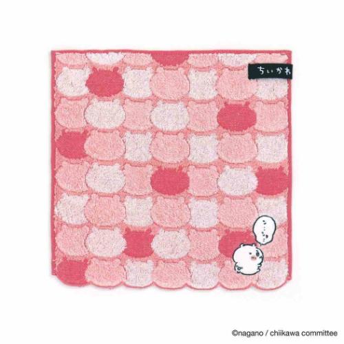ちいかわ グッズ ミニタオル キャラクター フルフィーコットン タオルハンカチ おかお ピンク