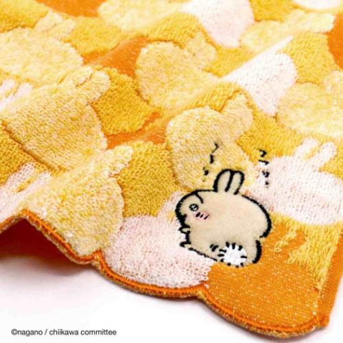ちいかわ ミニタオル フルフィーコットン タオルハンカチ おかお イエロー うさぎ タオル美術館 かわいい プレゼント