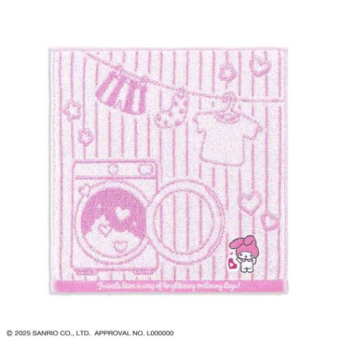 マイメロディ キャラクター ミニタオル 無撚糸フルフィーコットンタオルハンカチ お洗濯 ピンク サンリオ グッズ