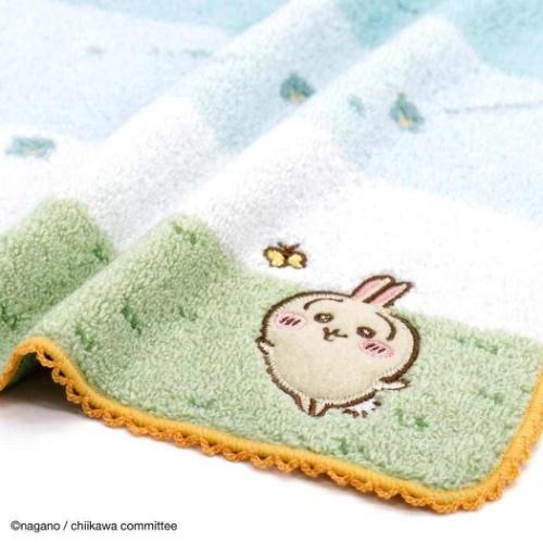 ちいかわ 無撚糸スチームシャーリングタオルハンカチ ミニタオル そよかぜ オレンジ うさぎ キャラクター