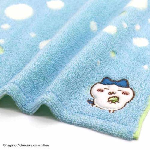 ちいかわ キャラクター ミニタオル 無撚糸フルフィーコットンループ付きタオルハンカチ すっぱ ブルー ハチワレ グッズ