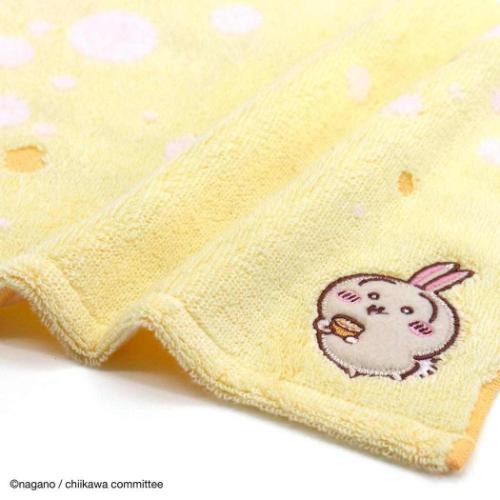 ちいかわ グッズ ミニタオル キャラクター 無撚糸フルフィーコットンループ付きタオルハンカチ すっぱ イエロー うさぎ
