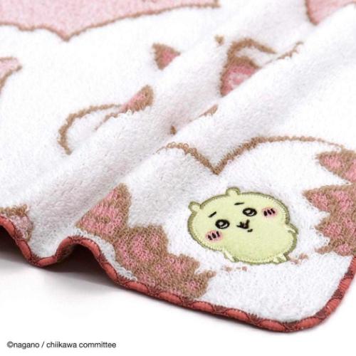 ちいかわ キャラクター ミニタオル 無撚糸フルフィーコットンタオルハンカチ かたまってるよ ピンク グッズ