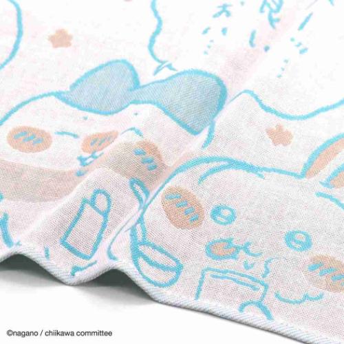 ちいかわ 3重ガーゼ ウォッシュタオル ハンドタオル ほのぼの ブルー ハチワレ うさぎ キャラクター グッズ