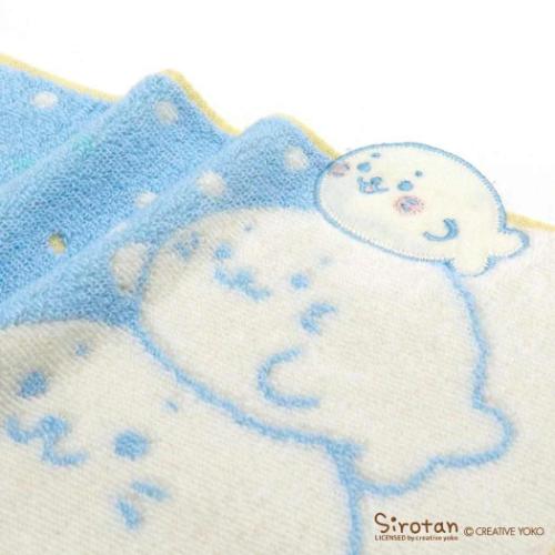 ミニタオル フルフィーコットン無撚糸タオルハンカチ しろたんタワー ブルー しろたん クリエイティブヨーコ
