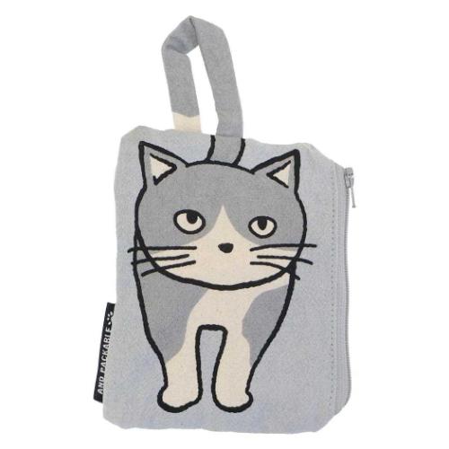 ミニポーチ AND PACKABLE ポケットティッシュポーチ ニャンタマ ハチワレ テクノプライム