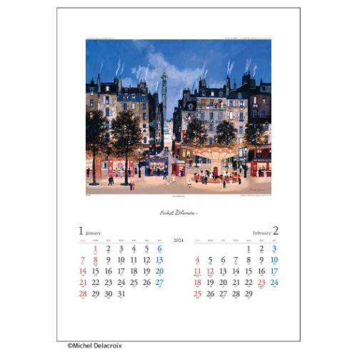 壁掛けカレンダー2024年 ミッシェル ドラクロワ 2024 Calendar トーダン ART
