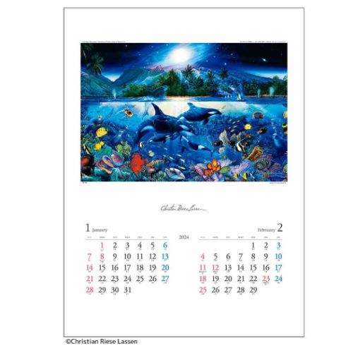 2024 Calendar クリスチャン・リース・ラッセン 壁掛けカレンダー2024年 ART 海外作家 アート
