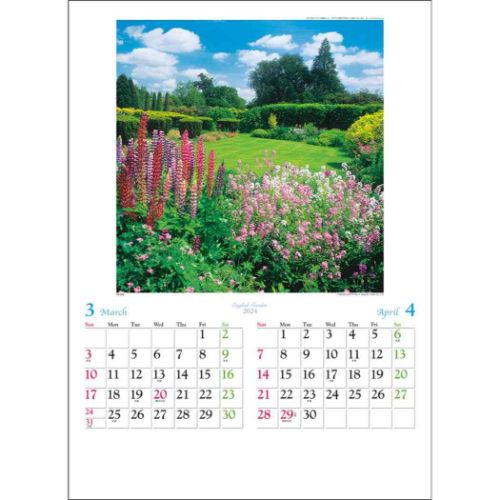 壁掛けカレンダー2024年 イングリッシュ ガーデン 2024 Calendar トーダン フォト｜cinemacollection｜02
