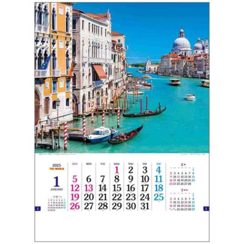2025 Calendar ザ ワールド 壁掛けカレンダー2025年 フォト 写真