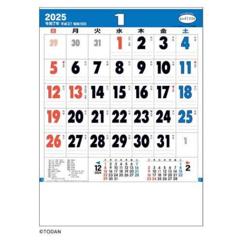 2025 Calendar 壁掛けカレンダー2025年 グッドルック メモ8切 スケジュール トーダン シンプル オフィス