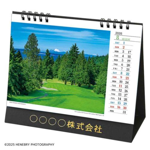 30%OFF】2026 Calendar 卓上スタンド 世界のゴルフ場 カレンダー2026年