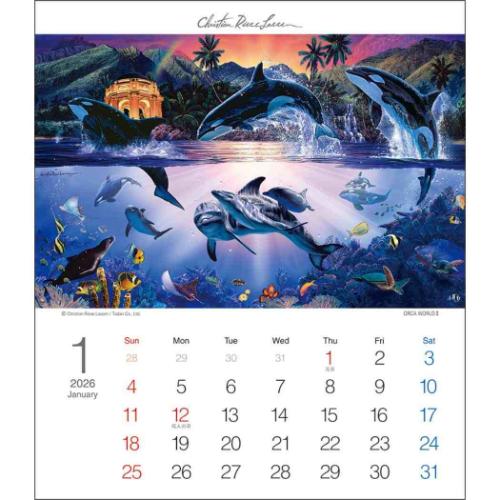 2026 Calendar 卓上T クリスチャン リース ラッセン カレンダー