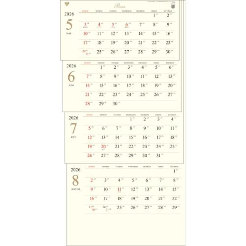 2026 Calendar 壁掛けカレンダー2026年 プレミアム4ヶ月 日付マーカー付 上から順タイプ トーダン 月間予定表 スケジュール