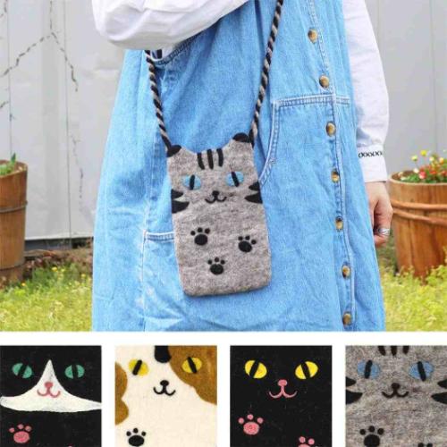 スマホポーチ アニマルグッズ スマホポシェット アニマル ミケネコ ねこ トモコーポレーション