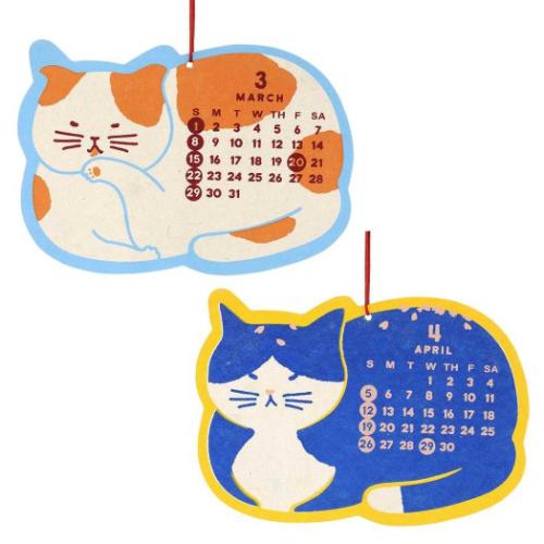 壁掛けカレンダー2026年 シェイプカレンダー にゃんこ 2026Calendar