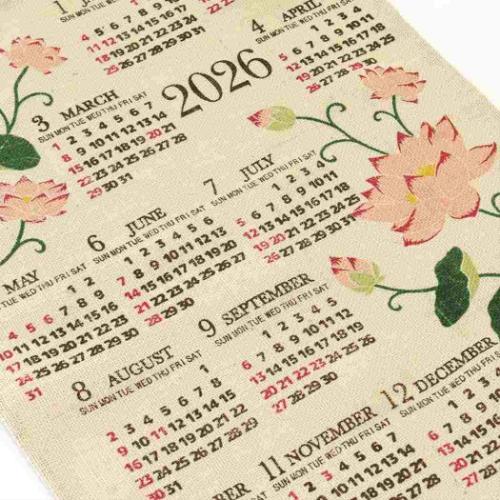 2026Calendar 壁掛けカレンダー2026年 ジュートカレンダー ガーデンロータス BLEACH トモコーポレーション アート
