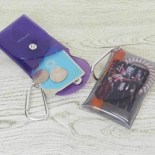 ジョーカー カラビナ付きスナップクリアポーチ ミニポーチ パープル