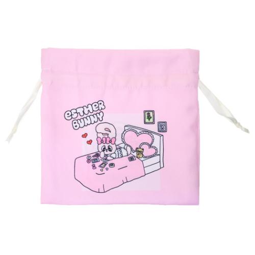 エスターバニー キャラクター 巾着袋 リボンフラット巾着 だらりん グッズ