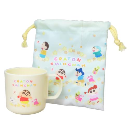 クレヨンしんちゃん 巾着袋 プラコップ＆巾着セット チョコビロード ティーズファクトリー 入園準備 幼稚園 小学生 きんちゃくポーチ