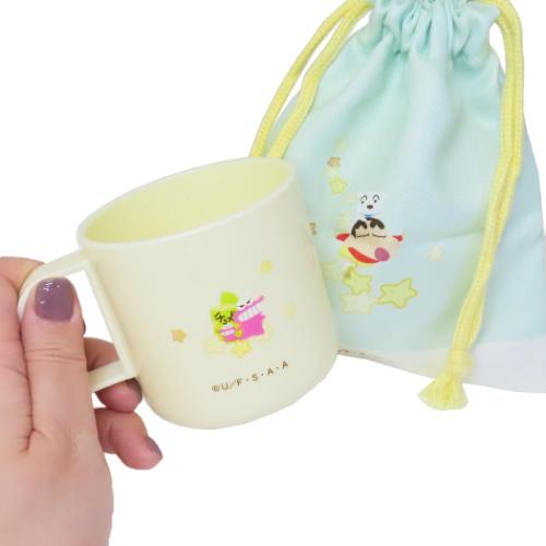 クレヨンしんちゃん 巾着袋 プラコップ＆巾着セット チョコビロード ティーズファクトリー 入園準備 幼稚園 小学生 きんちゃくポーチ